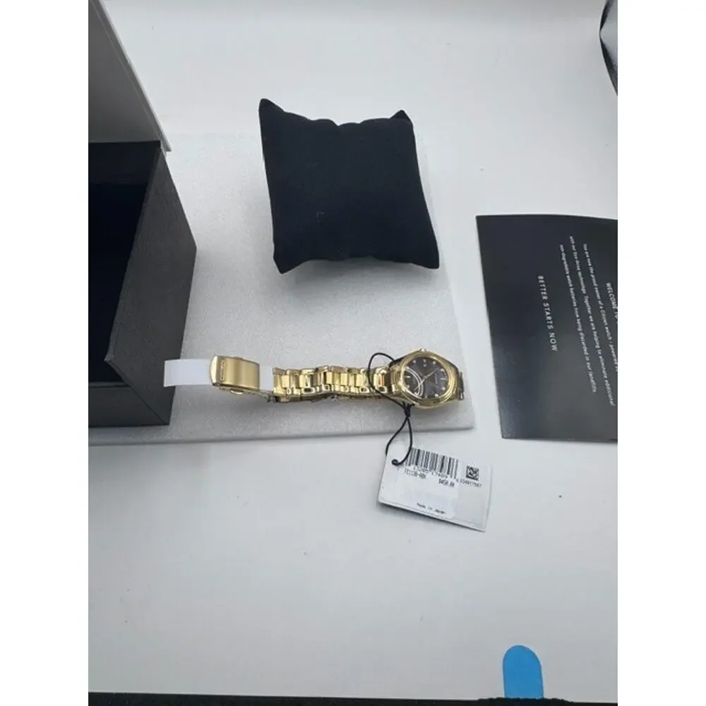 Citizen EcoDrive Ladies Dress Classic Gold Stainless Brown Dial Watch FE1138-88X